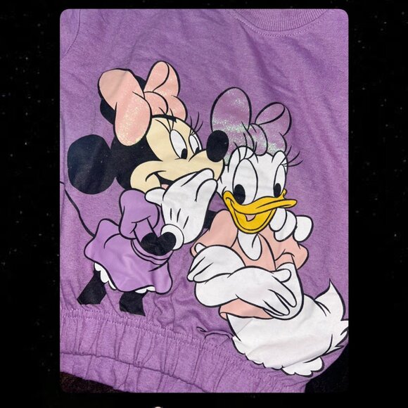 Disney Minnie & Daisy Kids Sweatshirt | Purple Ruffle Sleeve Shirt - Picture 2 of 4
